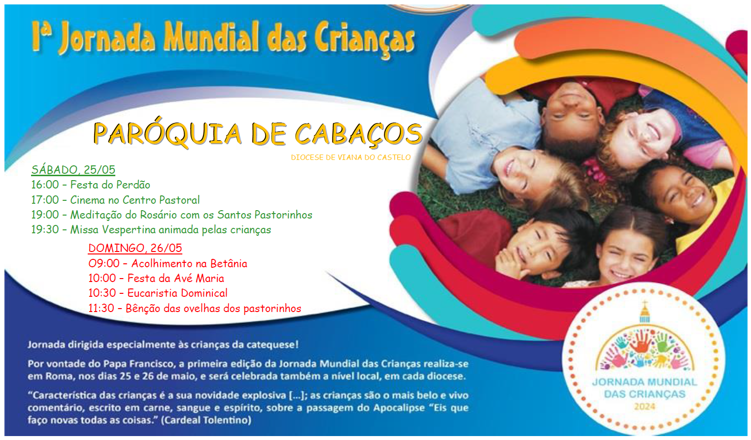 Cartaz 1ª Jornada Mundial das Crianças, Cabaços (Ponte de Lima)